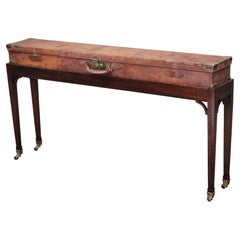 Antique English Leather Rifle Case and Mahogany Console Table