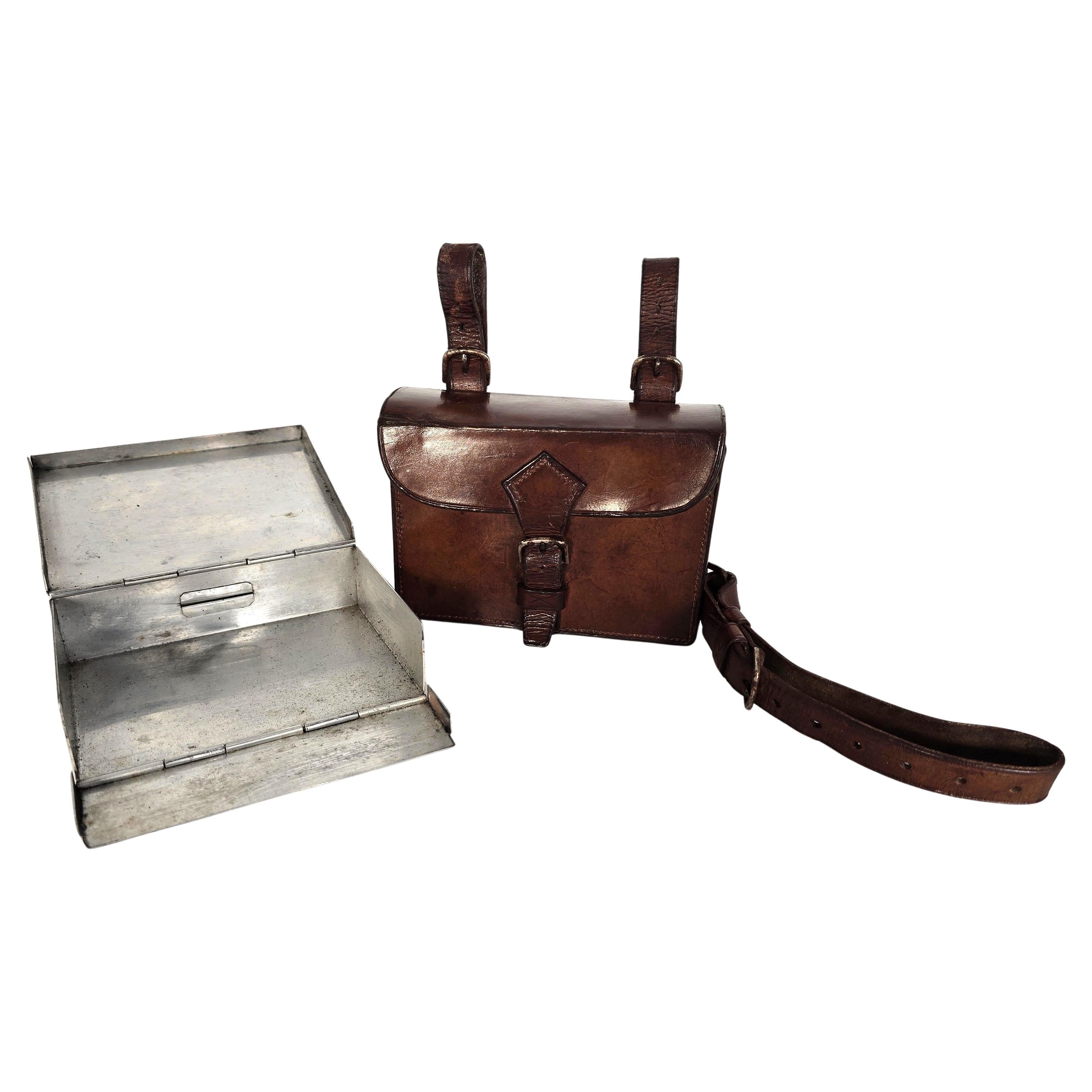 Antique English leather saddle-sandwich case circa 1900
