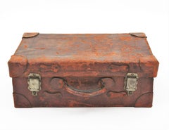Antique English Leather Suitcase