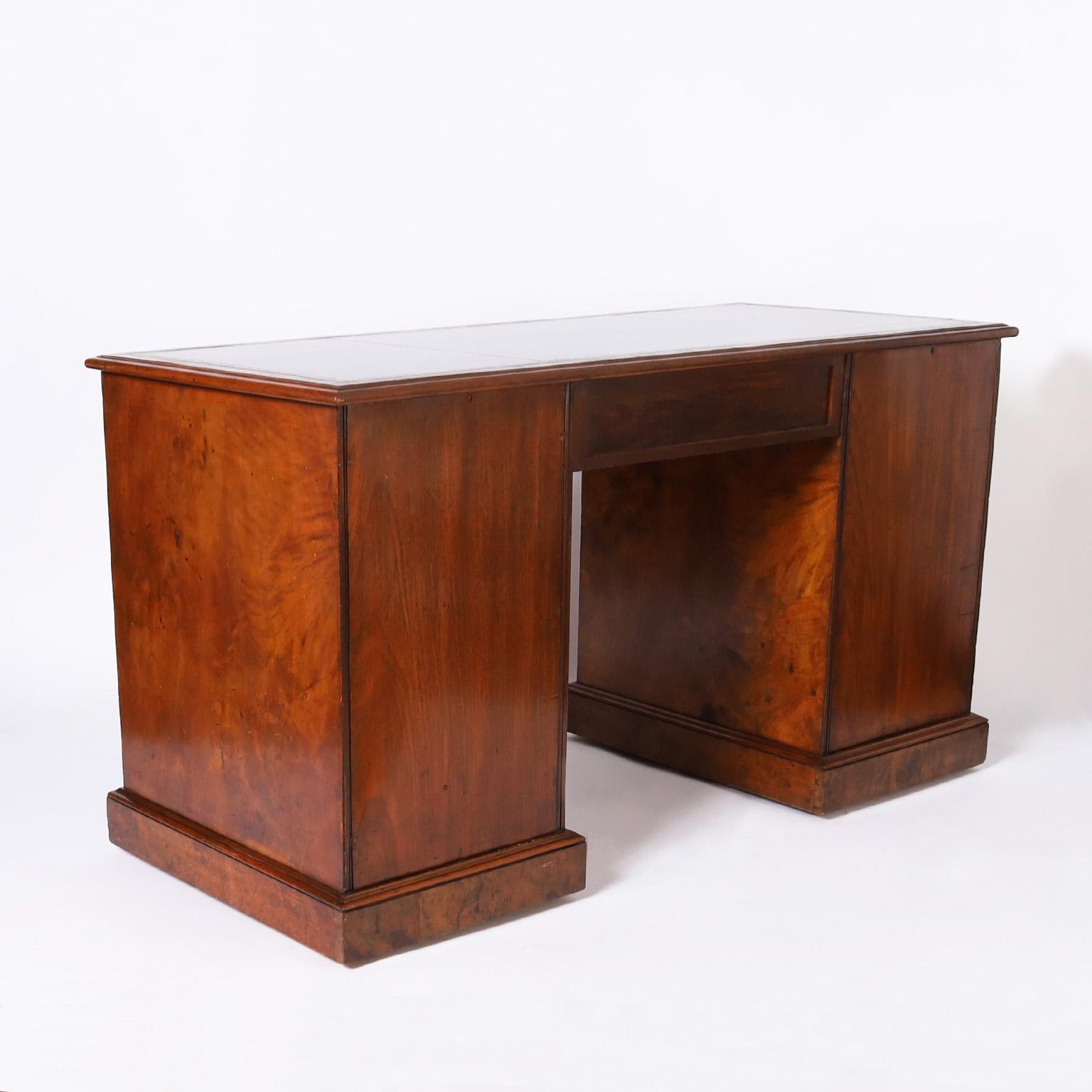 vintage leather top desk for sale