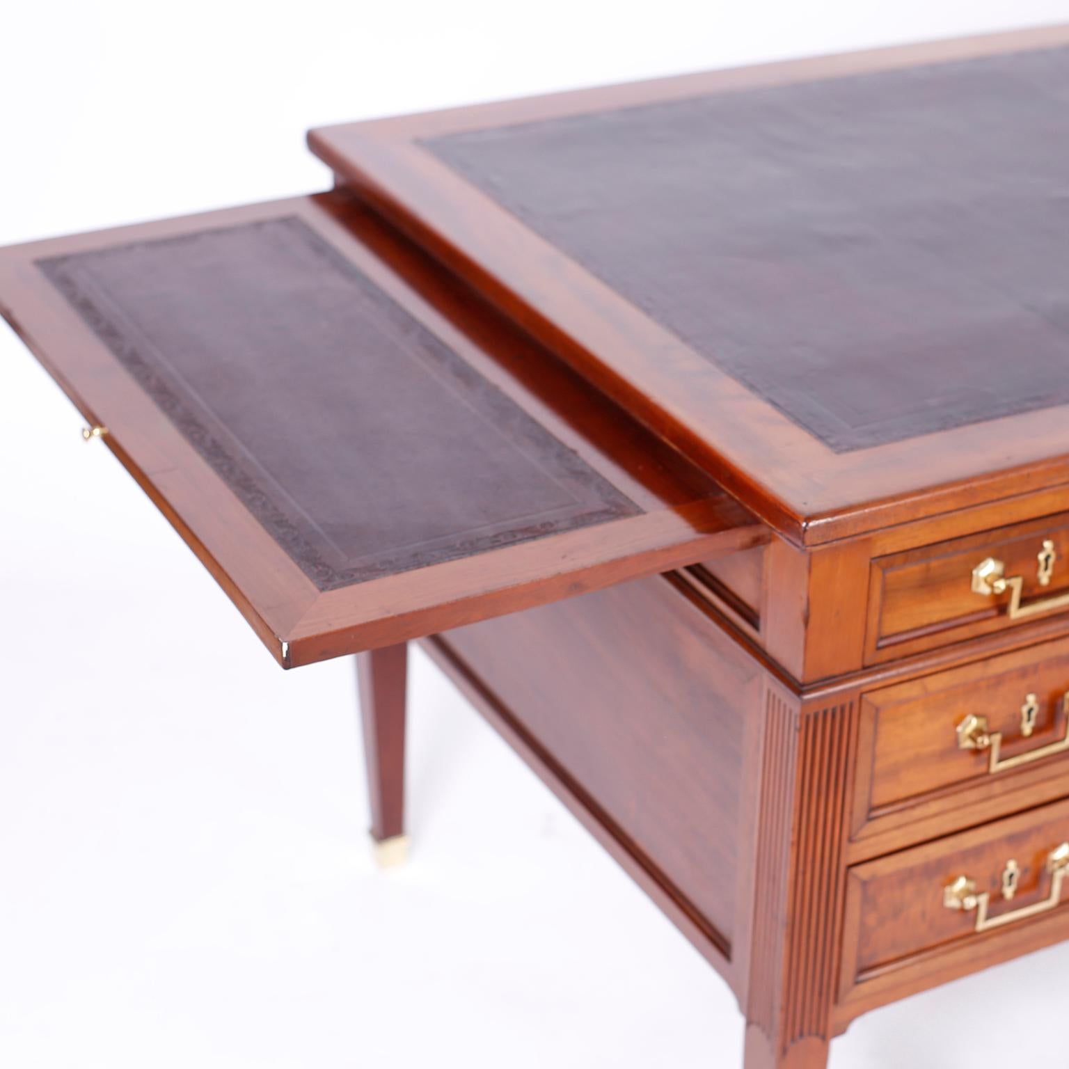 19th Century Antique English Leather Top Desk