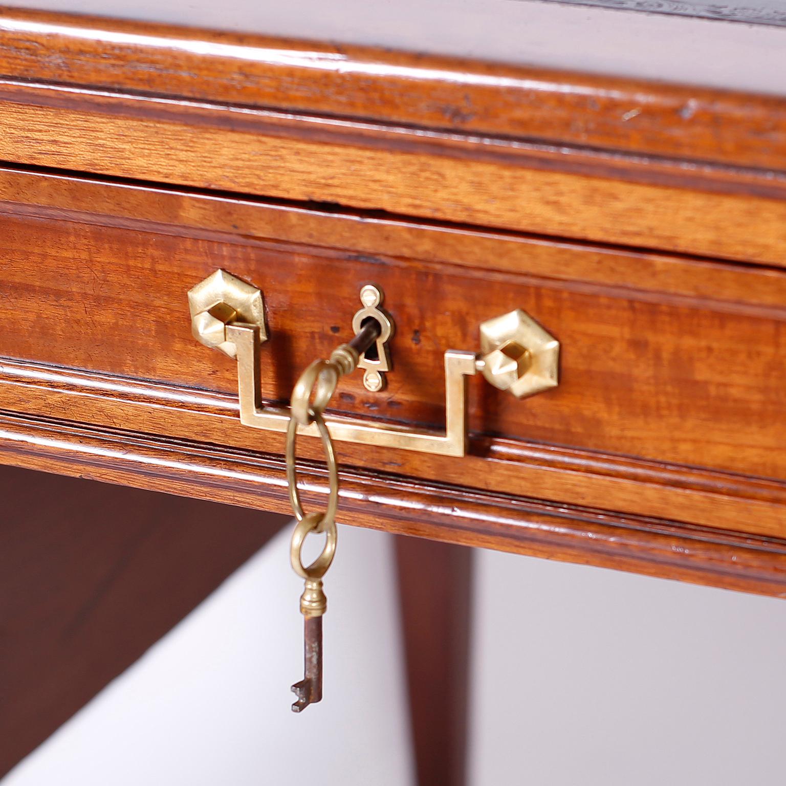 Antique English Leather Top Desk 1