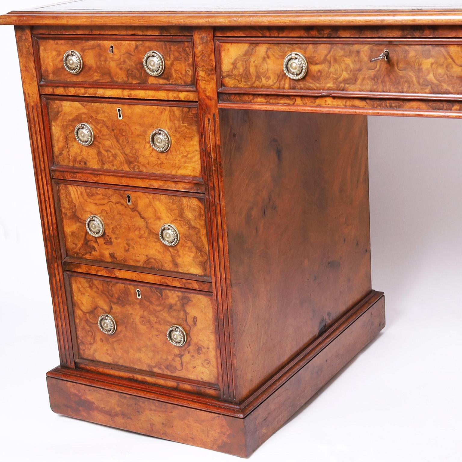 19th Century Antique English Leather Top Desk For Sale