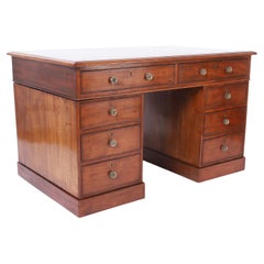Antique English Leather Top Desk