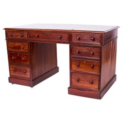 Antique English Leather Top Desk