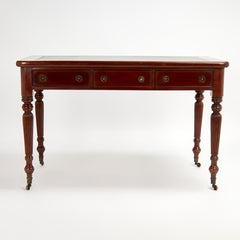 Antique English Leather Top Desk or Library Table