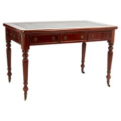Antique English Leather Top Desk or Library Table