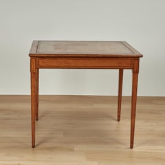 Antique English Leather Top Game Table