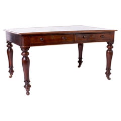 Antique English Leather Top Library or Writing Table