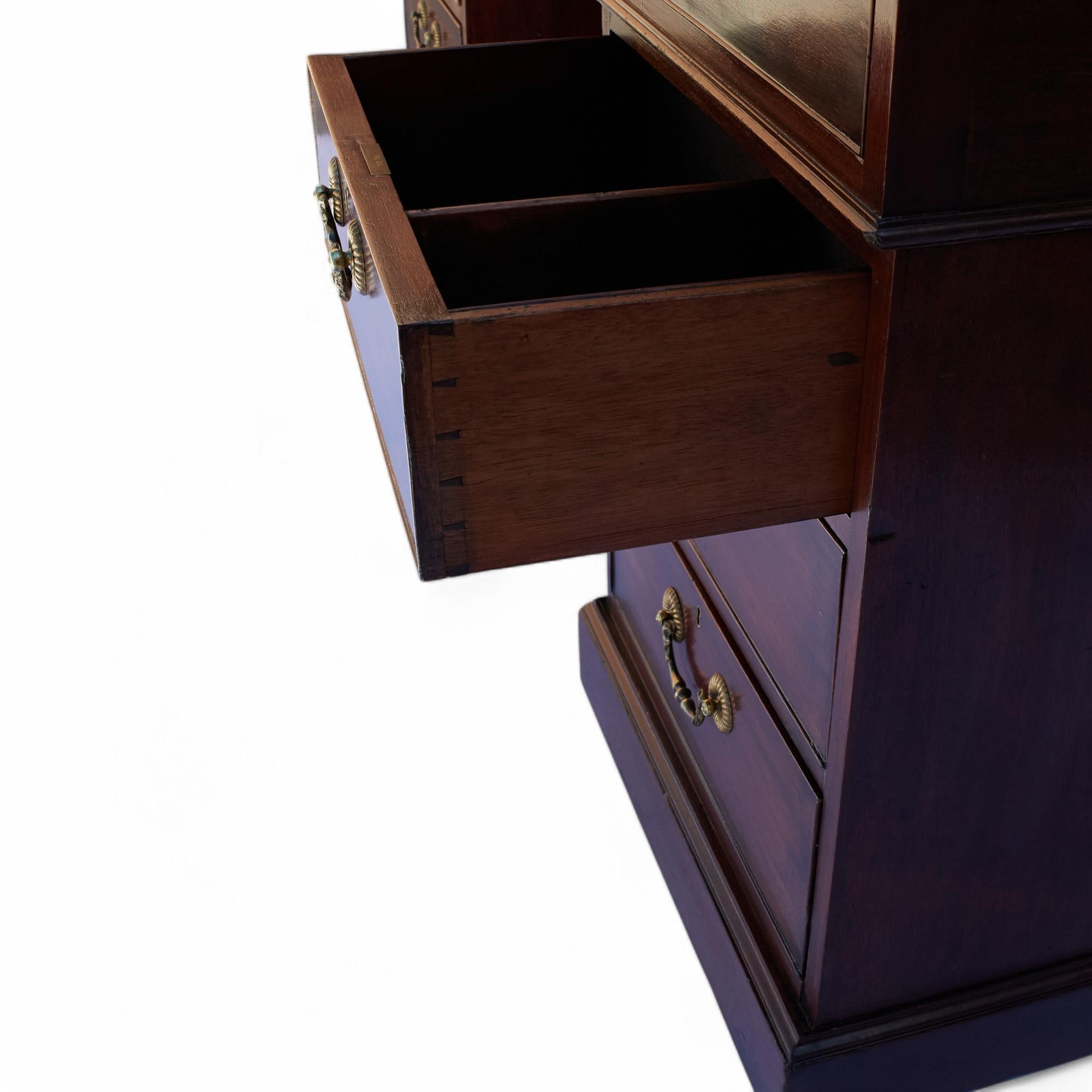 Antique English Leather Top Partners Desk 4