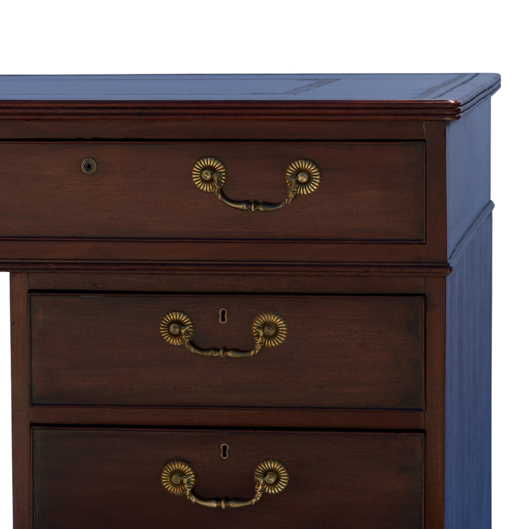 Antique English Leather Top Partners Desk 7