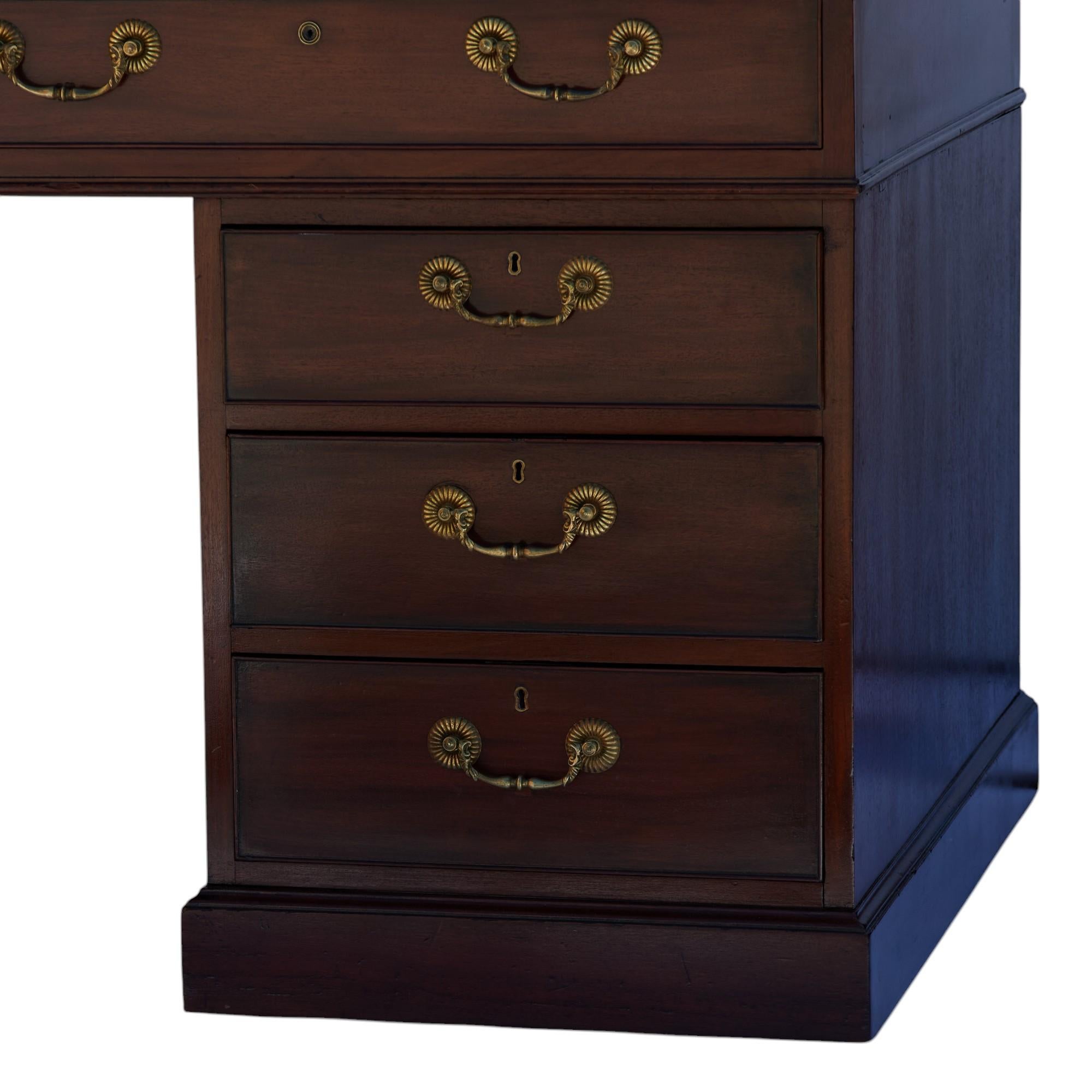 Antique English Leather Top Partners Desk 8