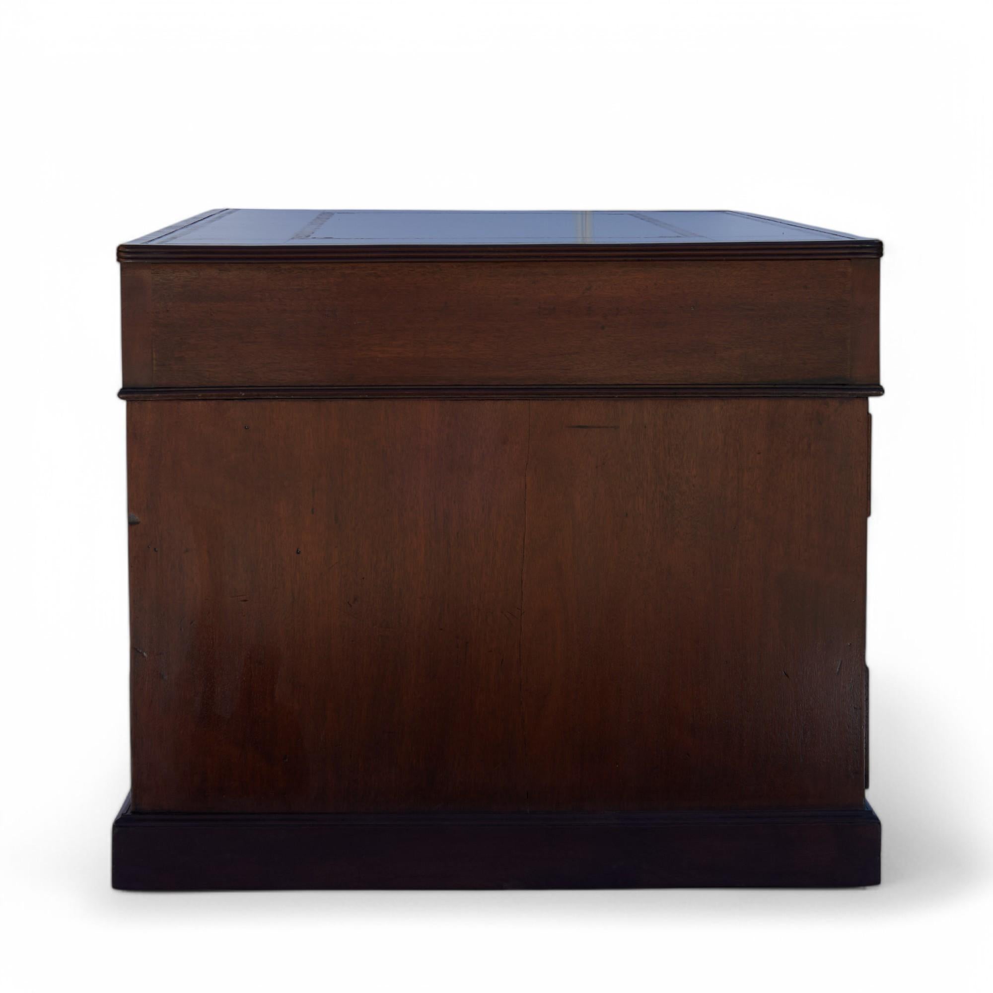 Antique English Leather Top Partners Desk 10