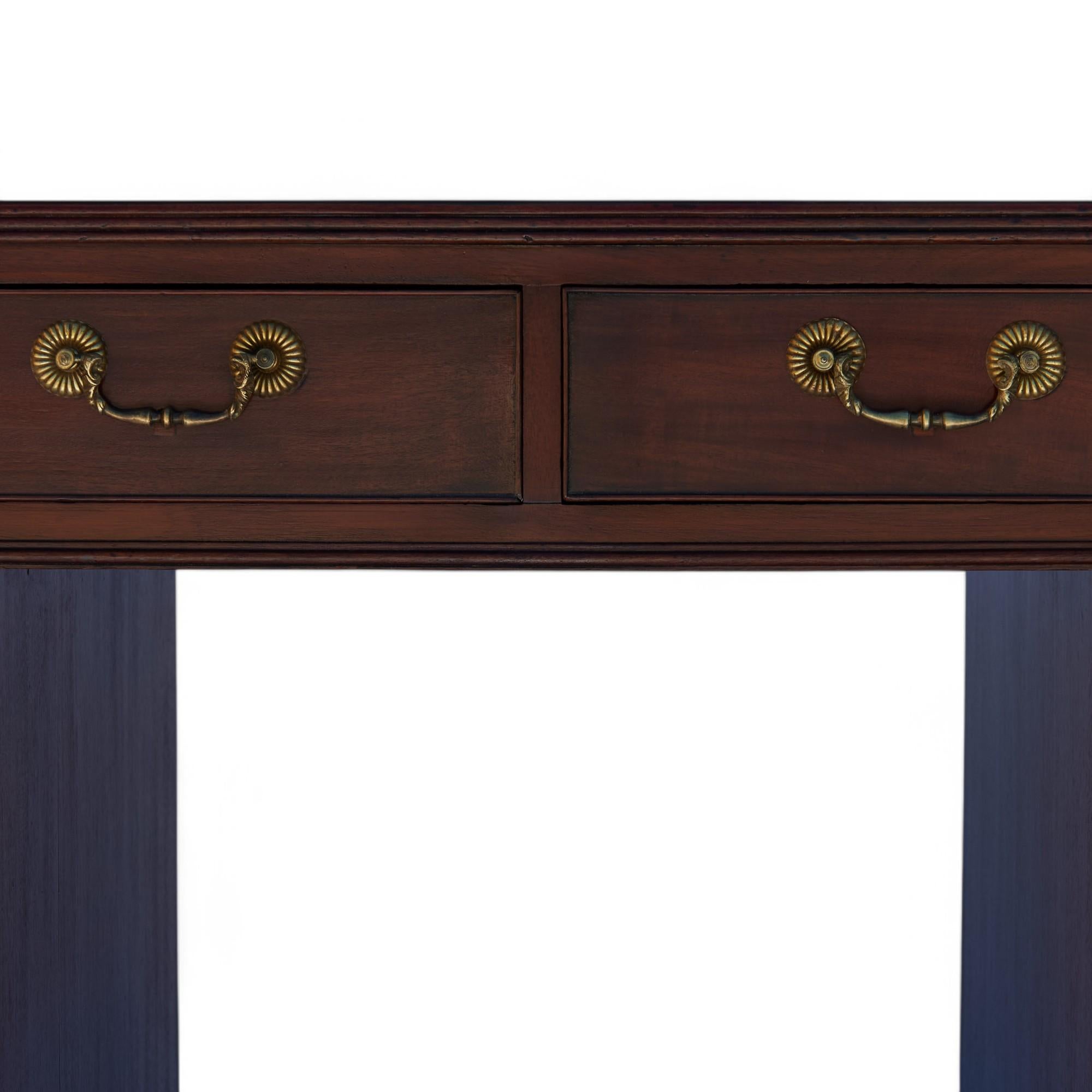 19th Century Antique English Leather Top Partners Desk