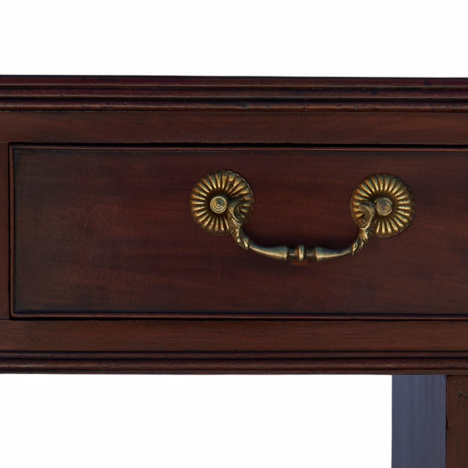 Brass Antique English Leather Top Partners Desk