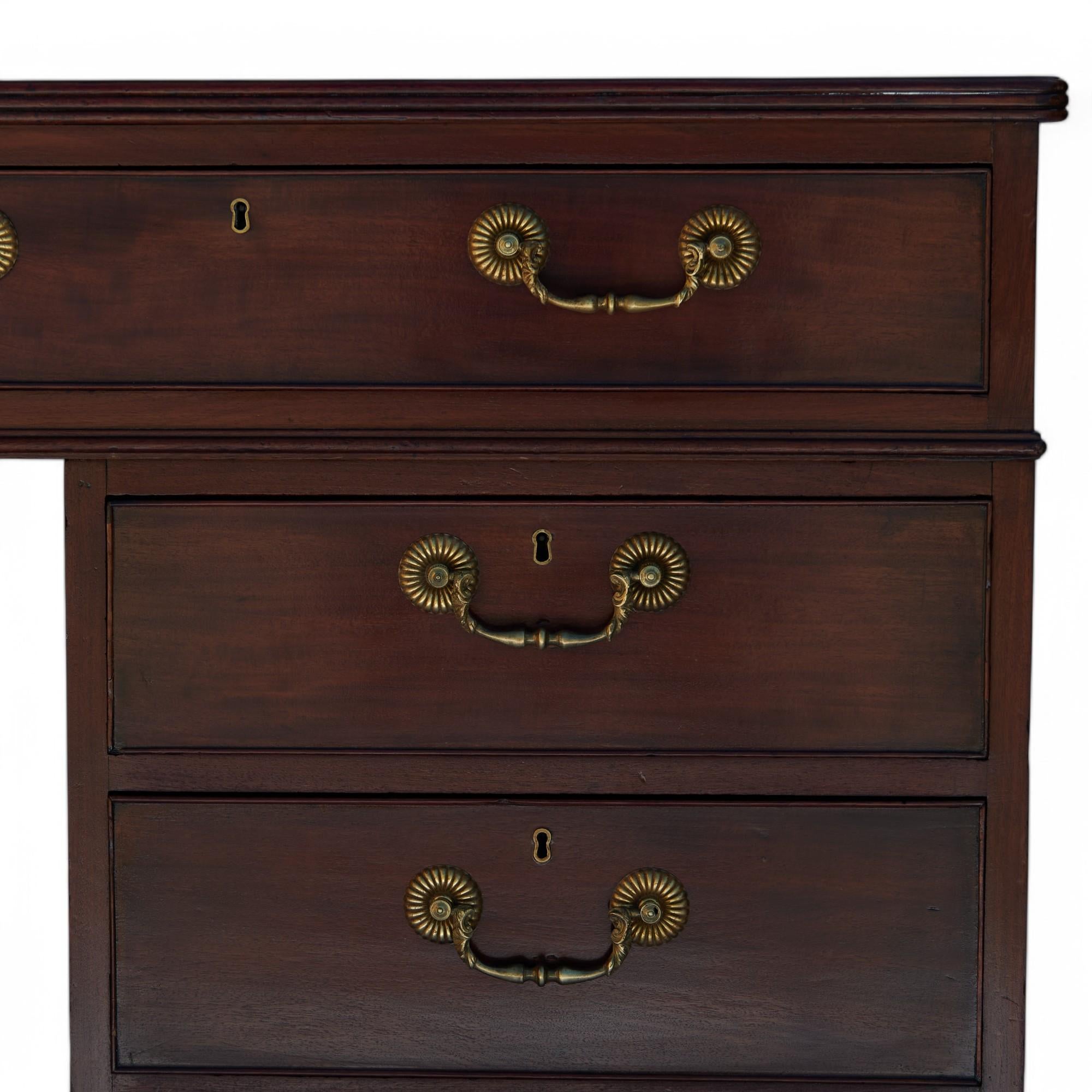 Antique English Leather Top Partners Desk 1
