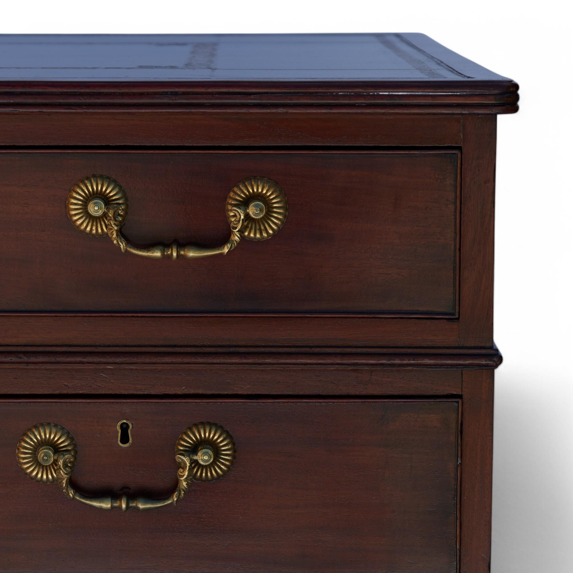 Antique English Leather Top Partners Desk 2