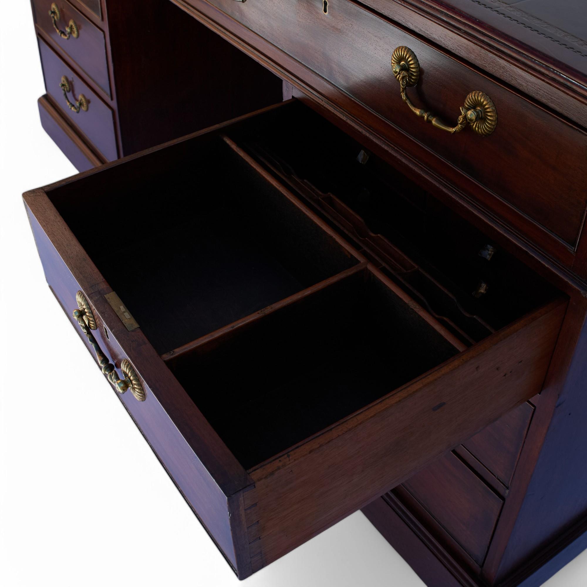 Antique English Leather Top Partners Desk 3
