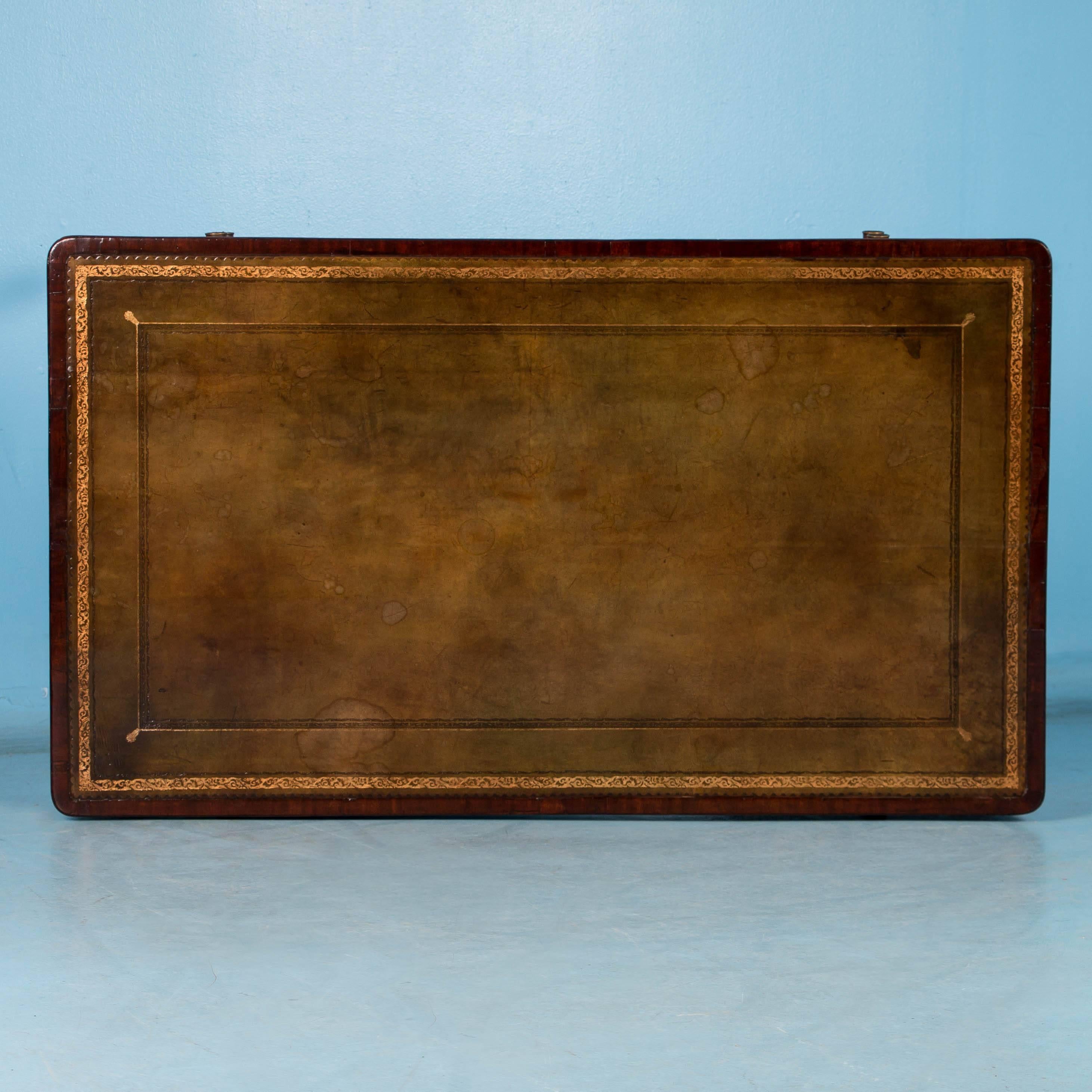 19th Century Antique English Leather Top Writing Desk