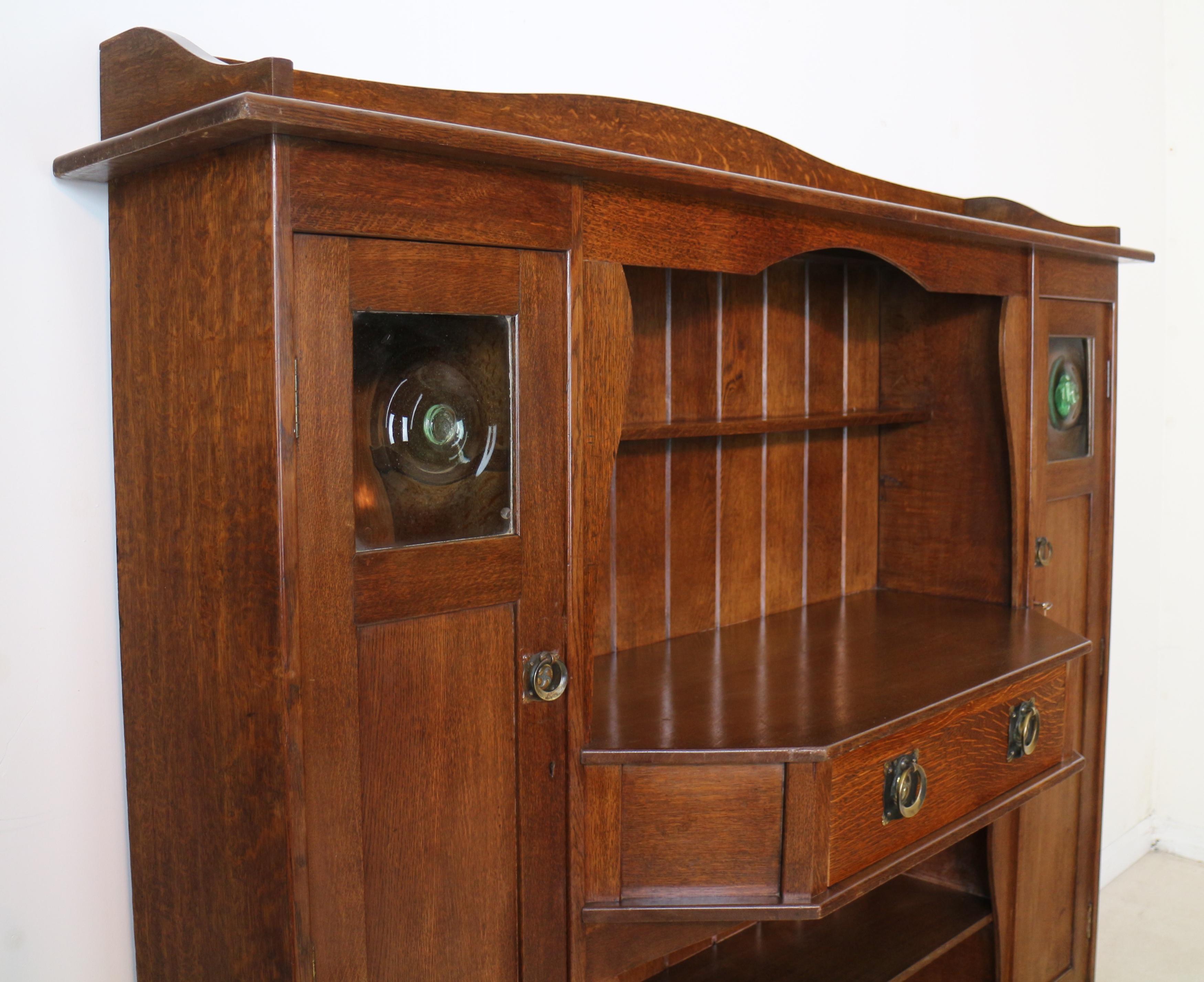 Antique English Liberty & Co Arts & Crafts Oak Hathaway Sideboard or Dresser For Sale 1