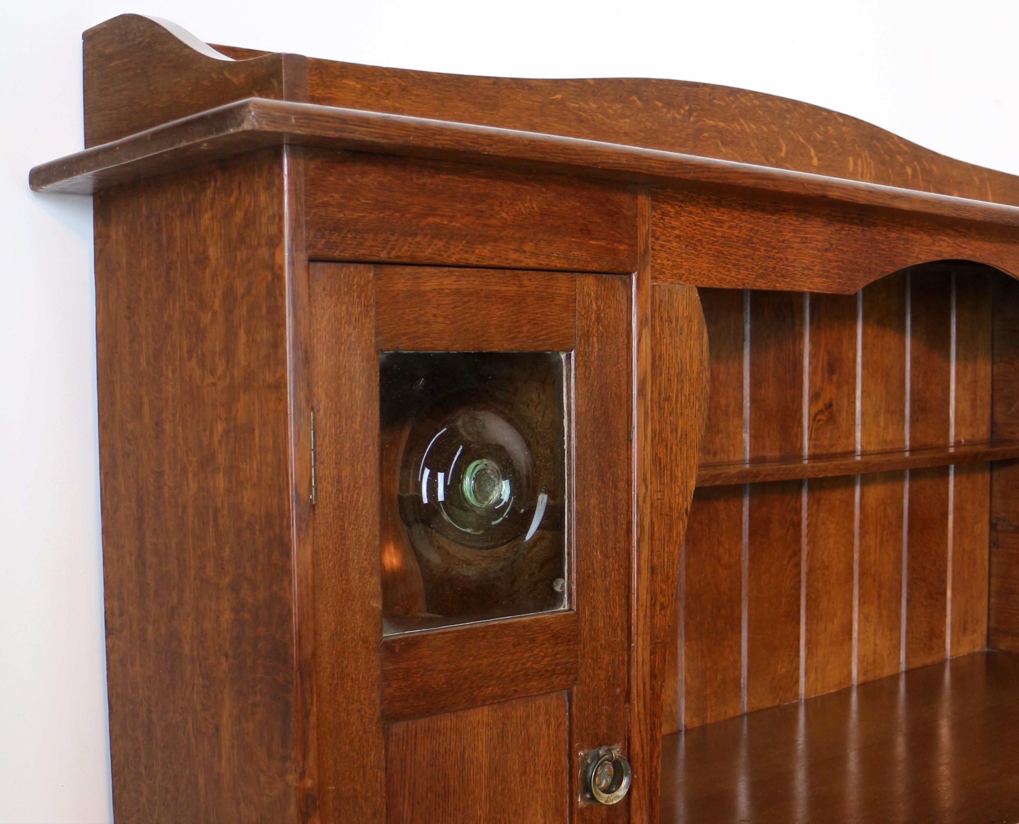 Antique English Liberty & Co Arts & Crafts Oak Hathaway Sideboard or Dresser For Sale 2