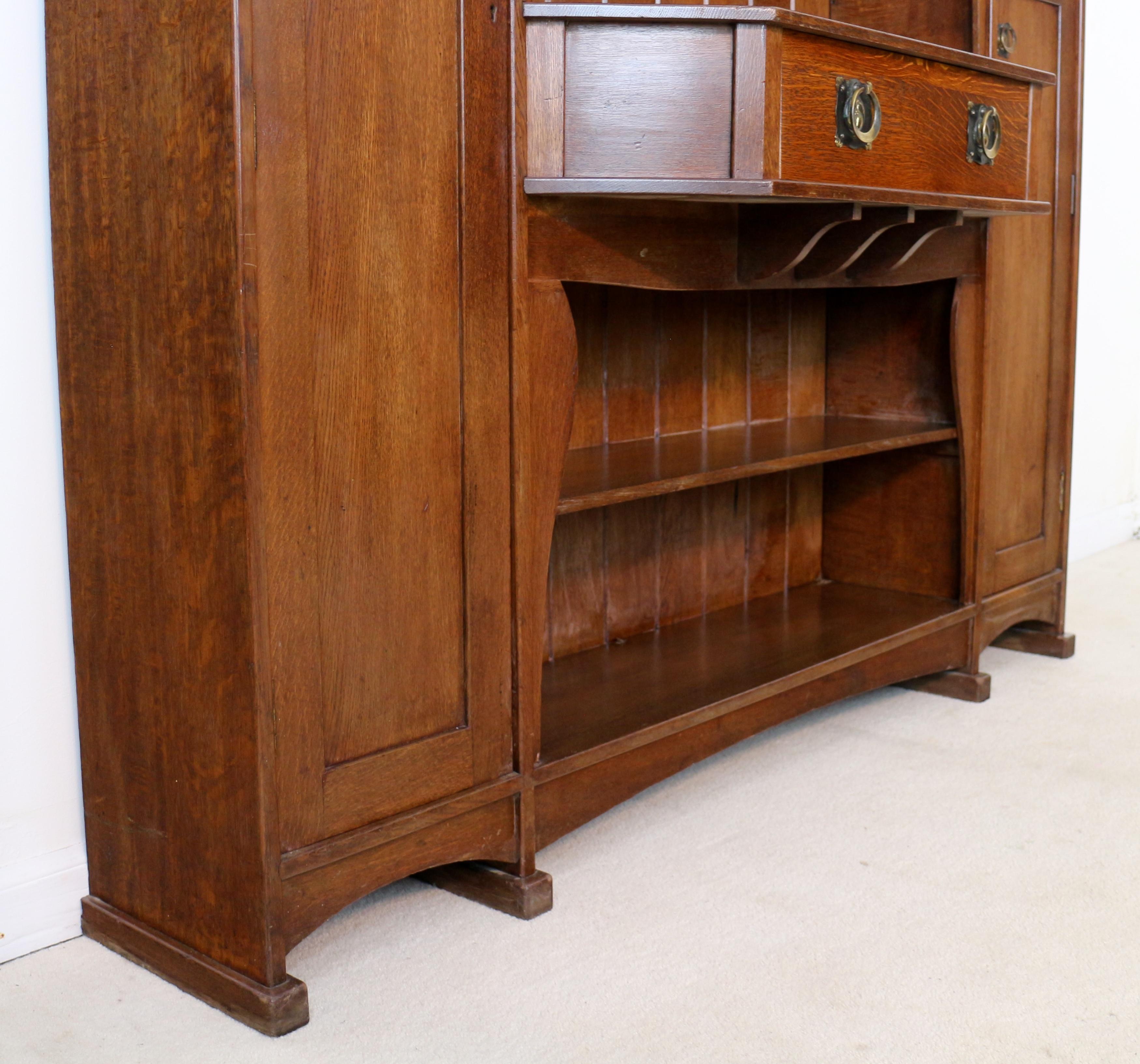Antique English Liberty & Co Arts & Crafts Oak Hathaway Sideboard or Dresser For Sale 5
