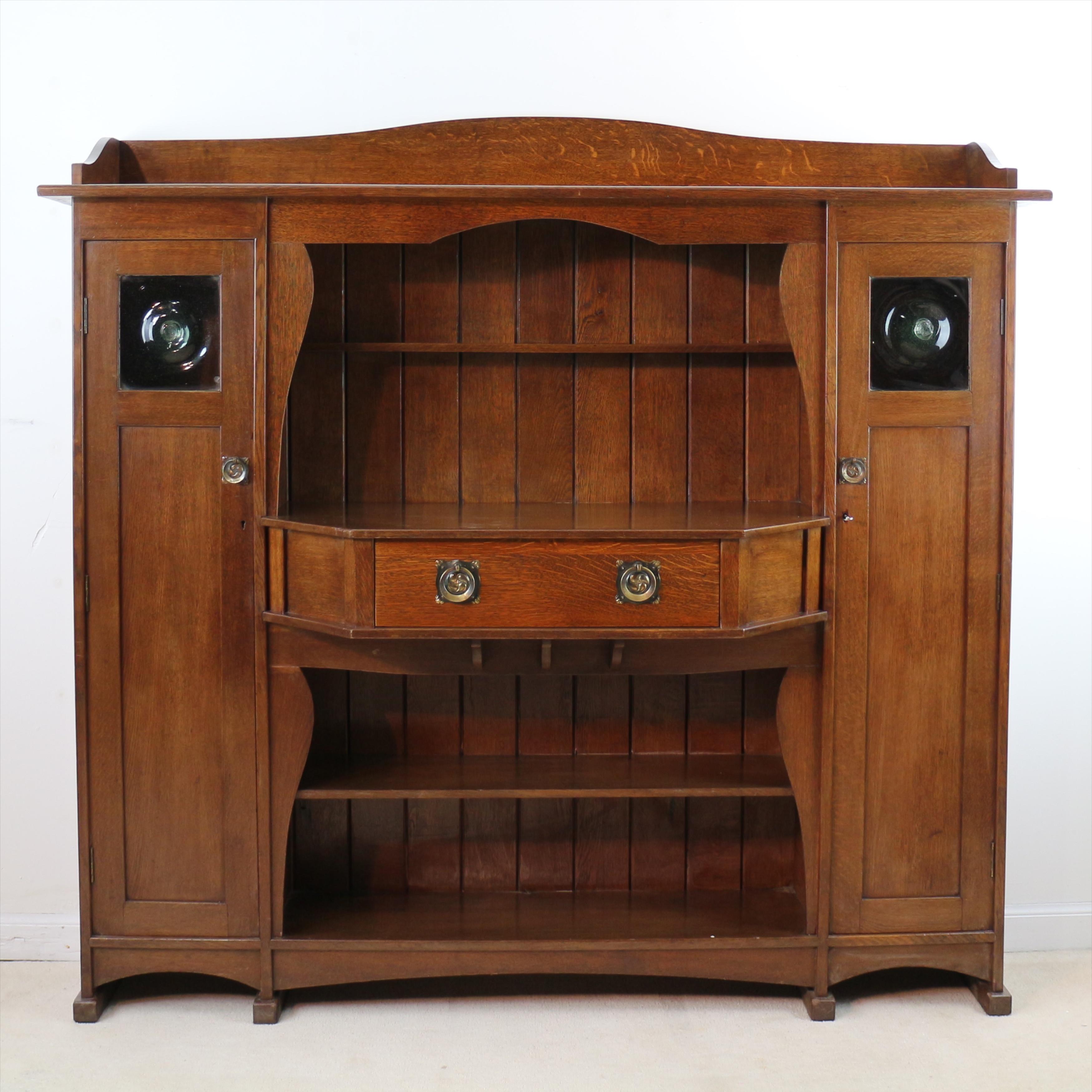 Antique English Liberty & Co Arts & Crafts Oak Hathaway Sideboard or Dresser For Sale 8