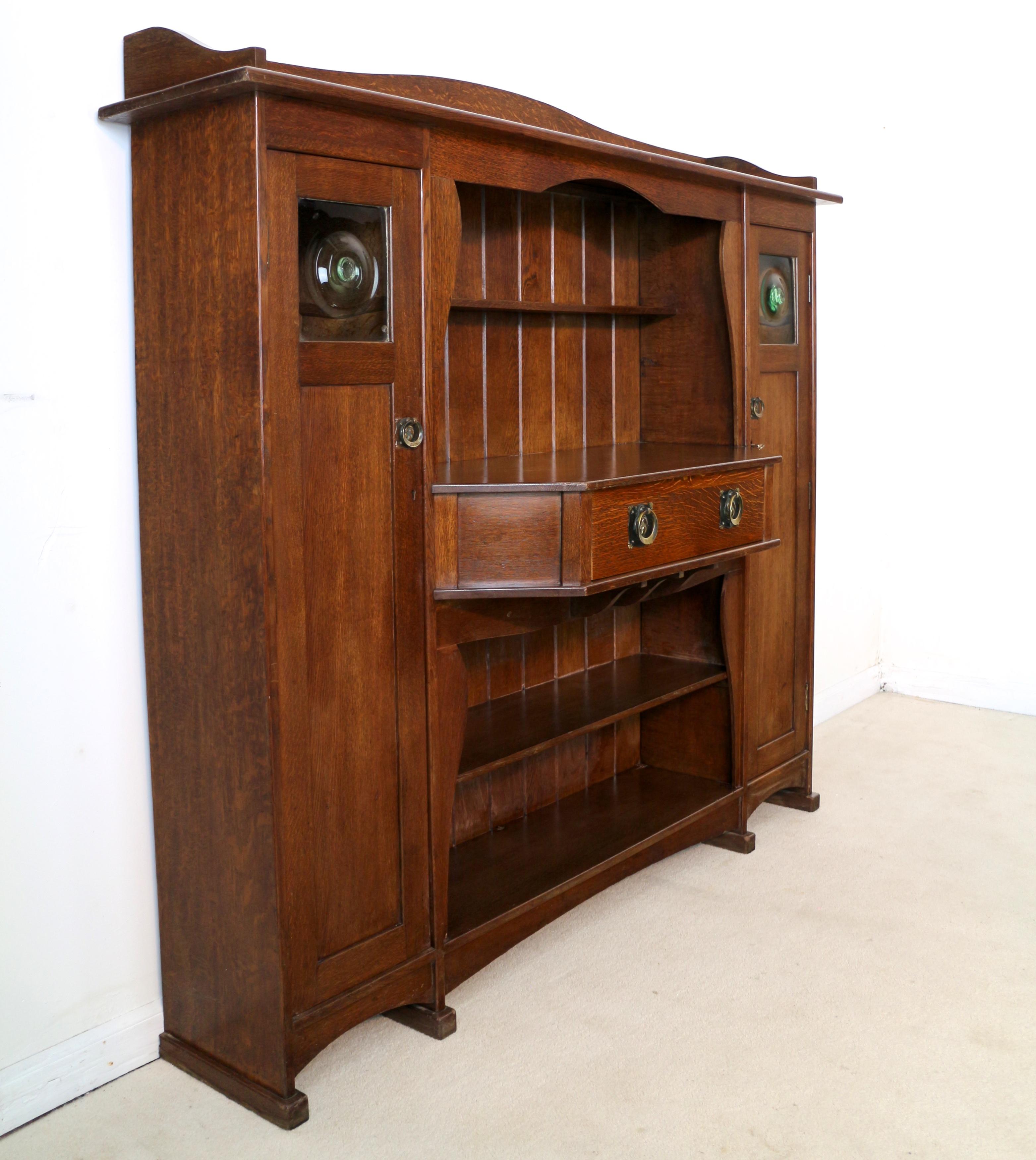 Antique English Liberty & Co Arts & Crafts Oak Hathaway Sideboard or Dresser For Sale 10