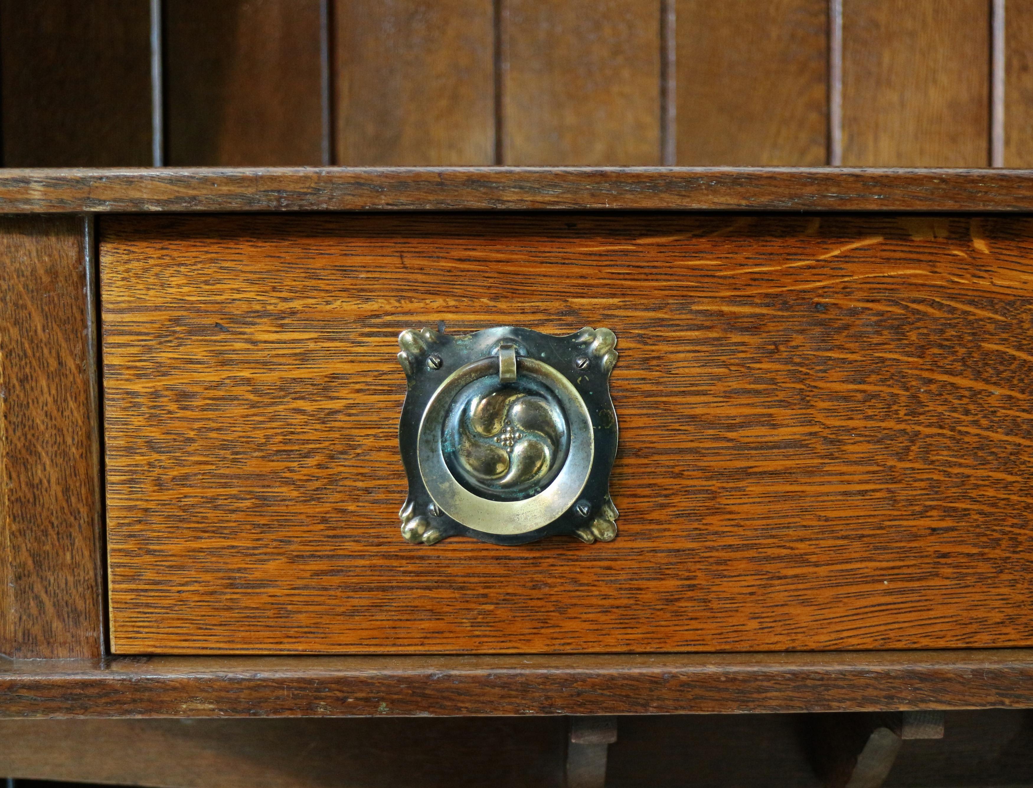 Arts and Crafts Antique English Liberty & Co Arts & Crafts Oak Hathaway Sideboard or Dresser For Sale