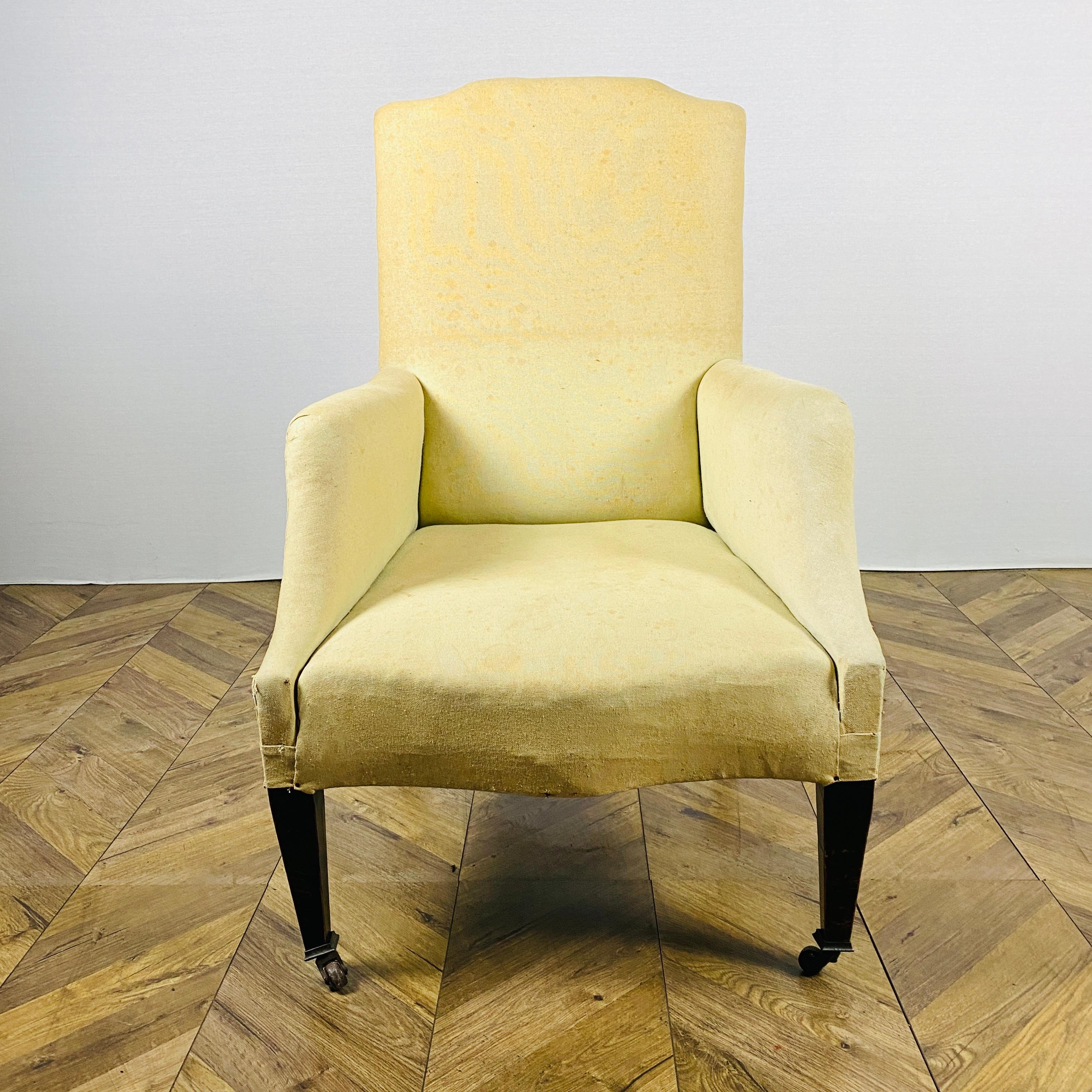 Antique English Library Chair on Castors, 1900s at 1stDibs