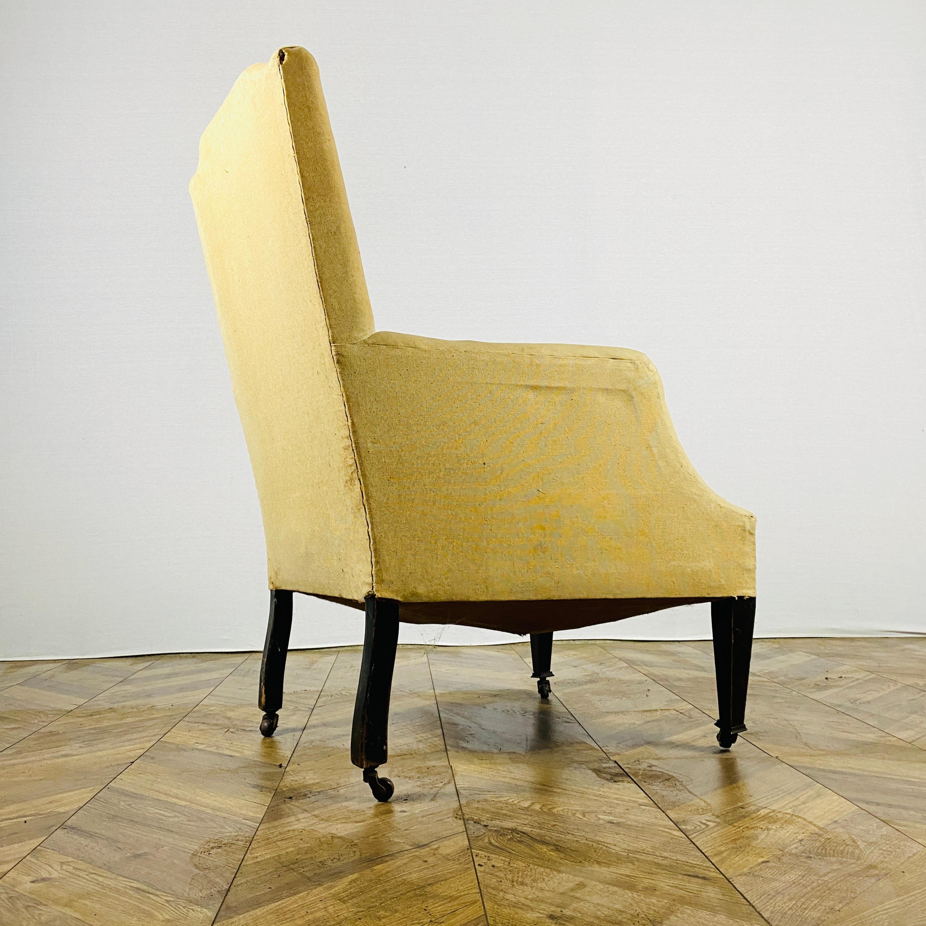 Antique English Library Chair on Castors, 1900s at 1stDibs