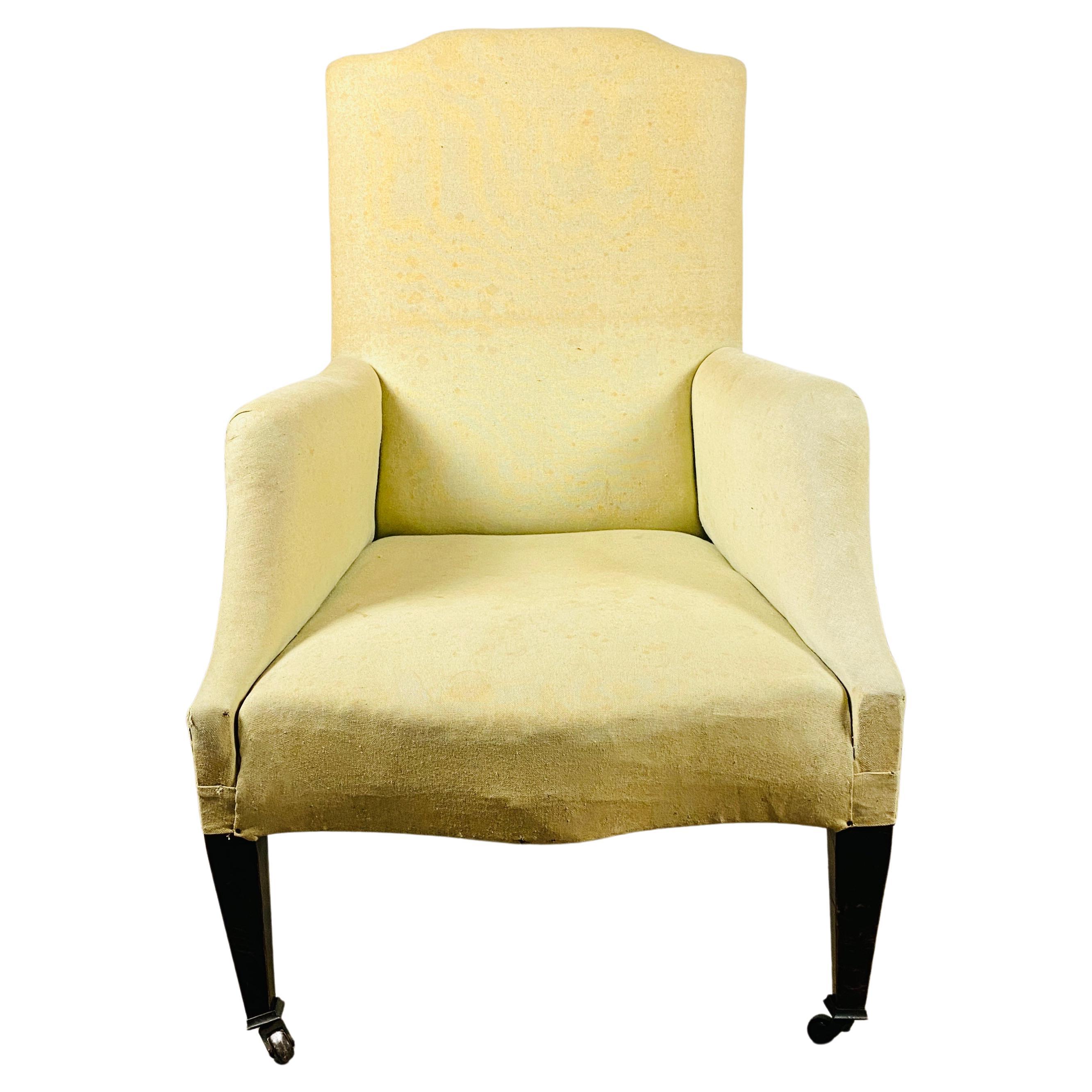 Antique English Library Chair on Castors, 1900s at 1stDibs