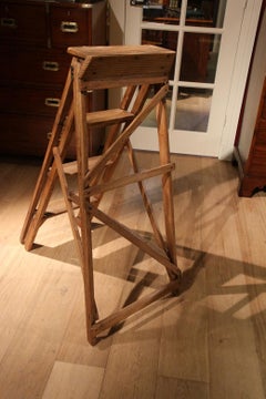Antique English Library Folding Stairs