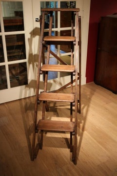 Antique English Library Folding Stairs