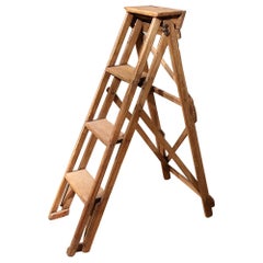 Antique English Library Folding Stairs
