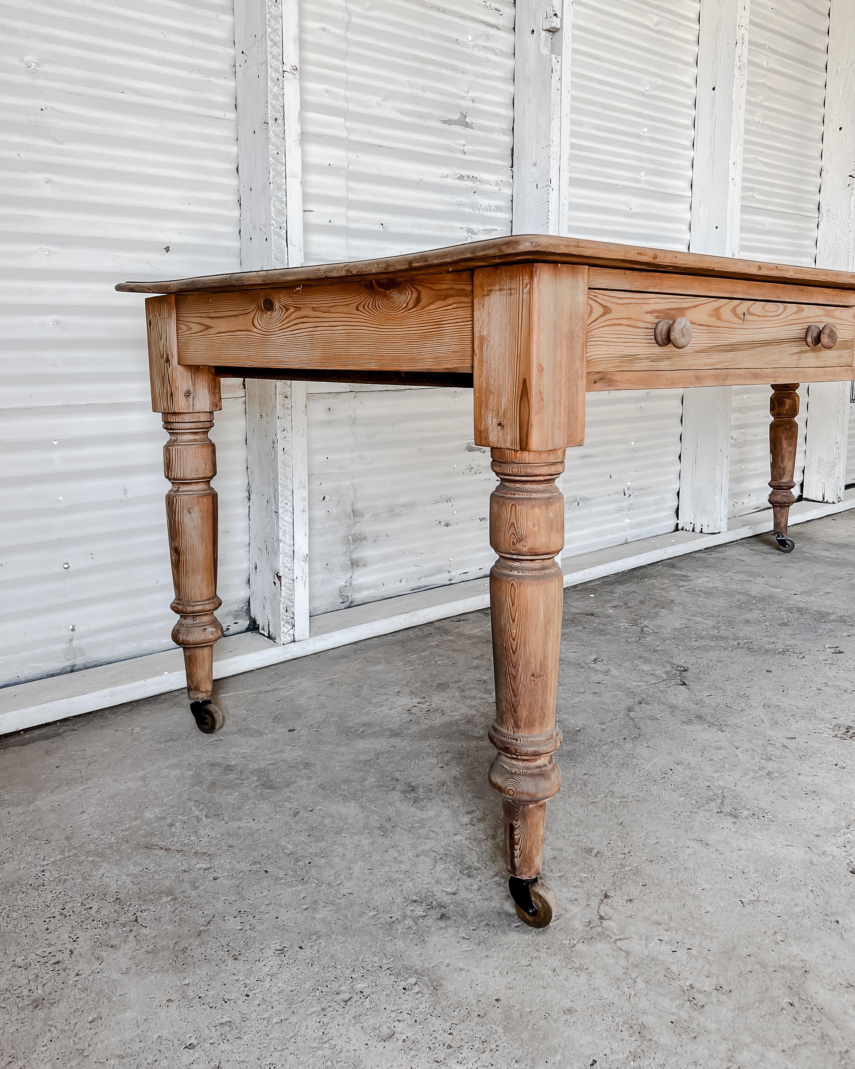 Antique English Library Table with Faux Leather Top 7