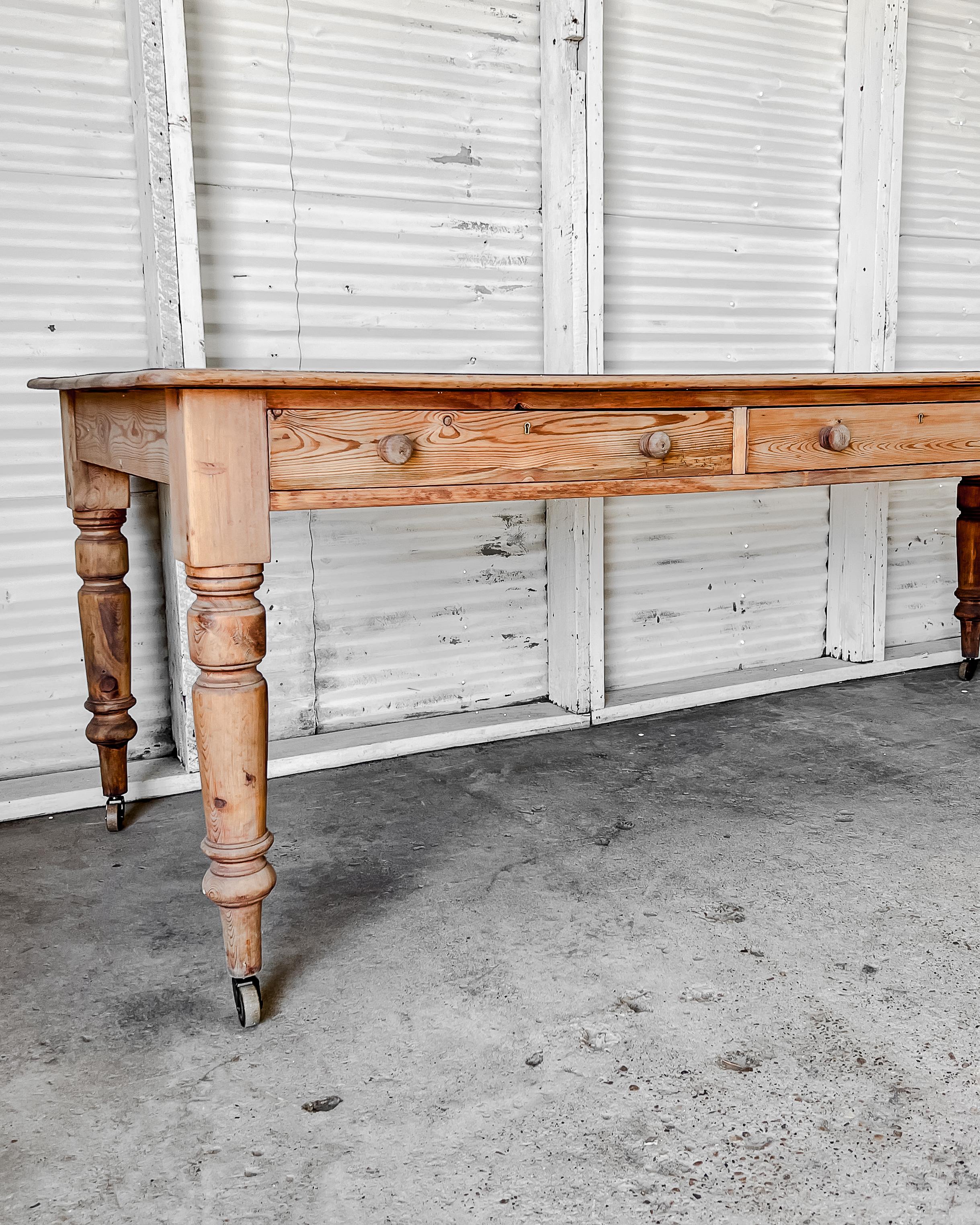 Antique English Library Table with Faux Leather Top 11