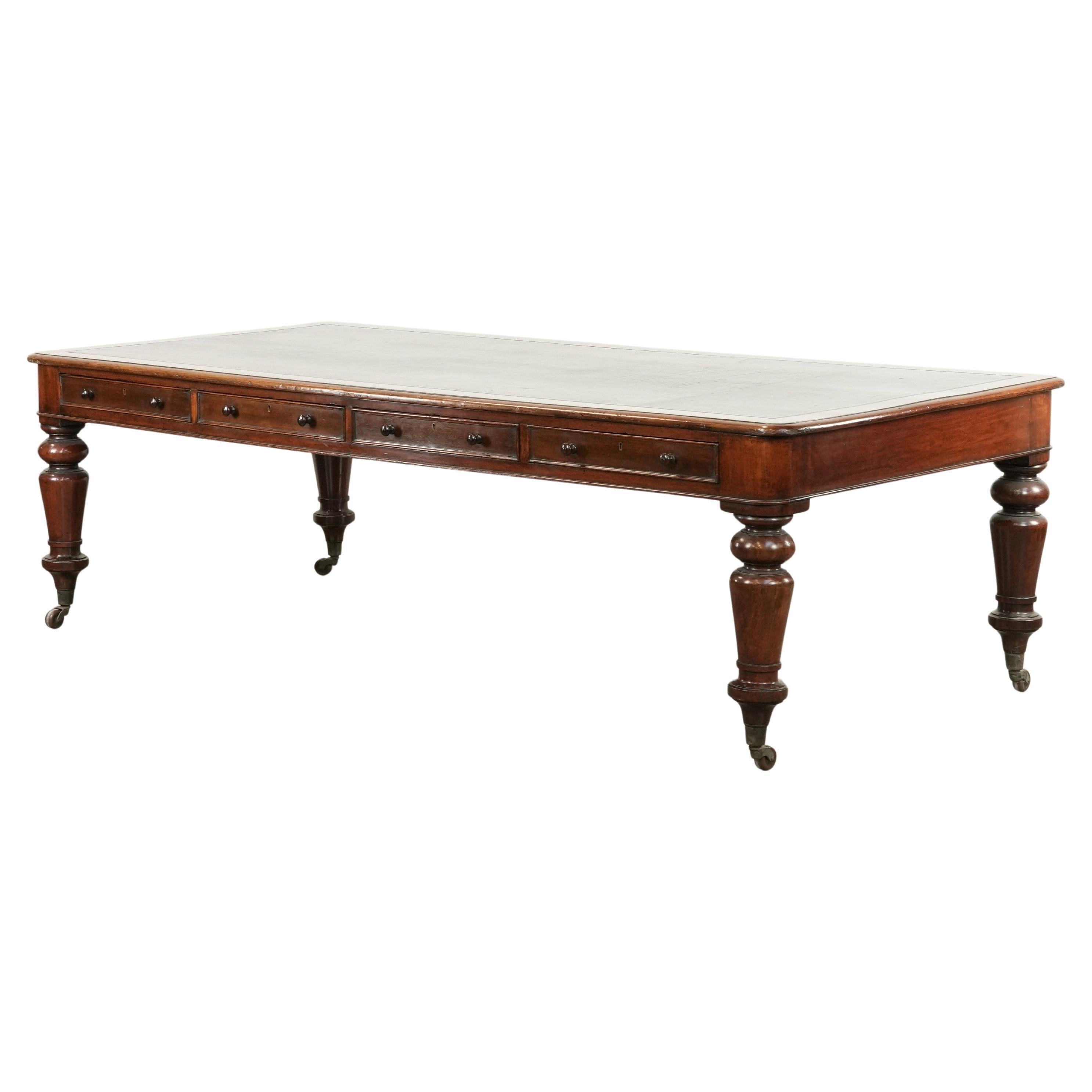 Antique English library table / writing table / desk from the 19th ...