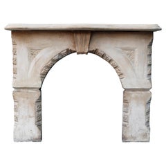 Antique English Limestone Fireplace Mantel