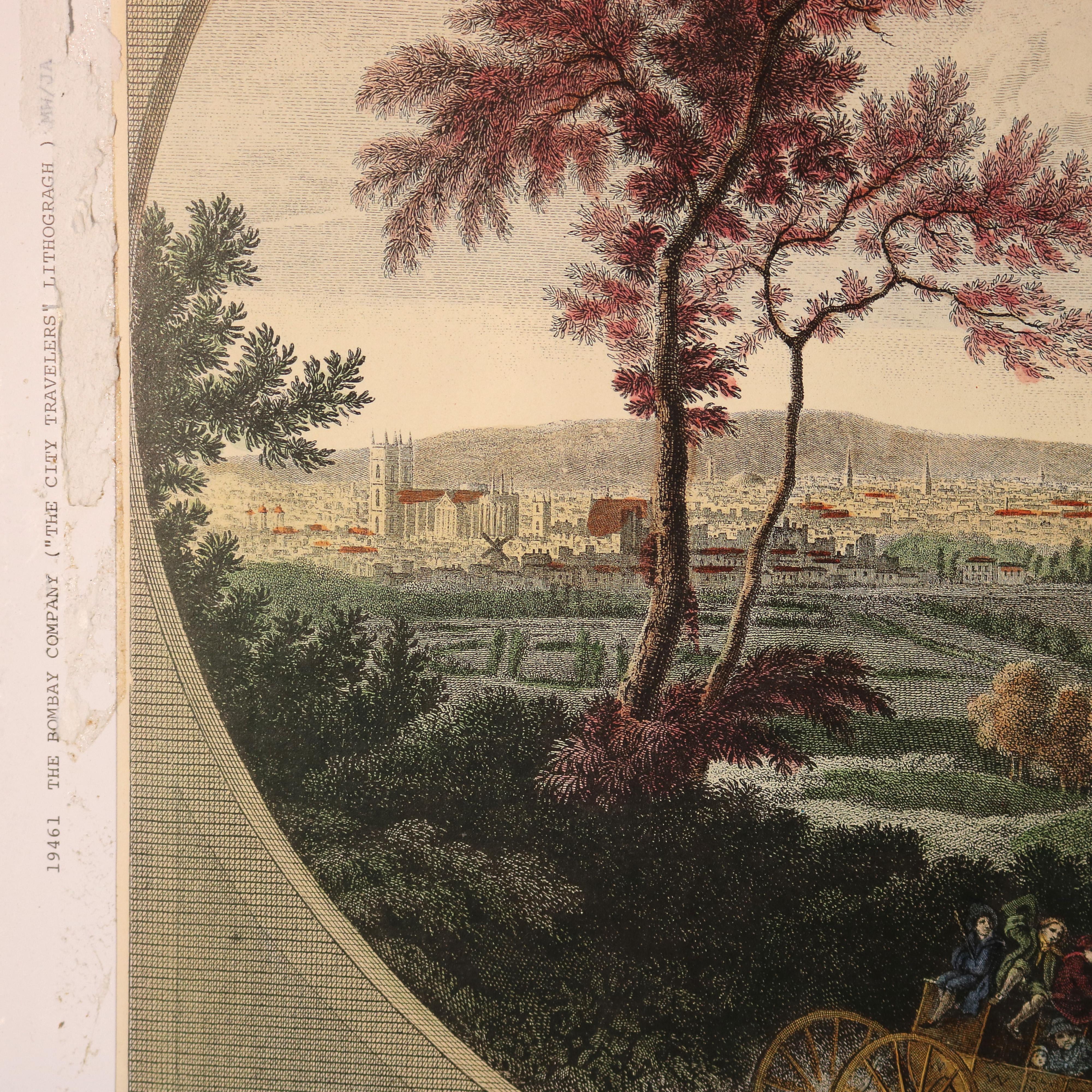 Antike englische Lithographie von Bombay The City Travelers, um 1900 im Angebot 1