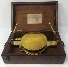 Antique English London-Made Brass Surveying Compass in Original Case, circa 1880
