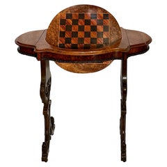 Antique English London "T. Willson & Sons" Burled Walnut Chess Table, Circa 1880