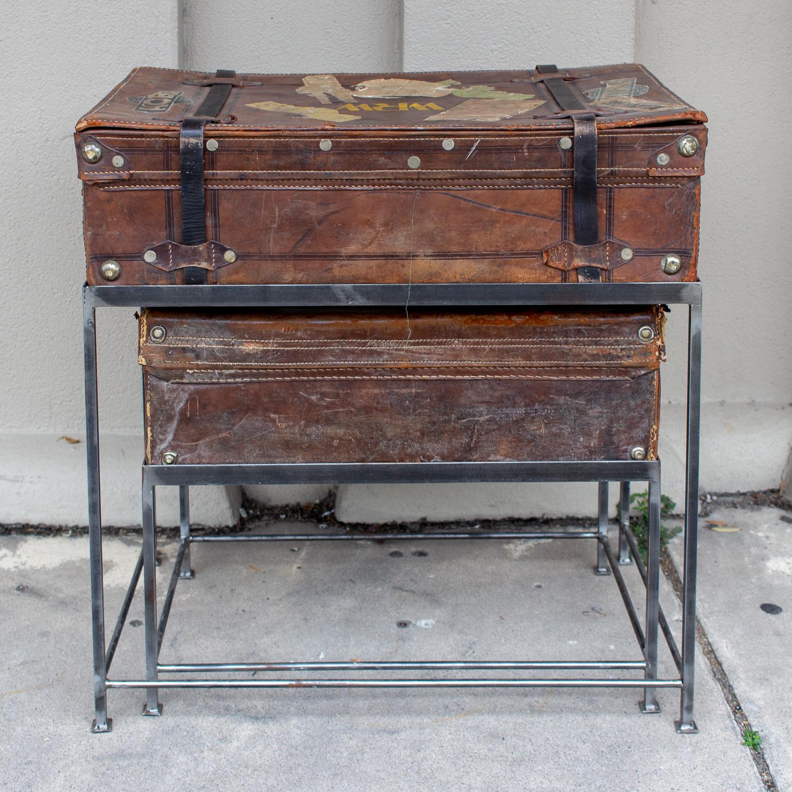 Antique English Luggage Nesting Table Pairing For Sale 6