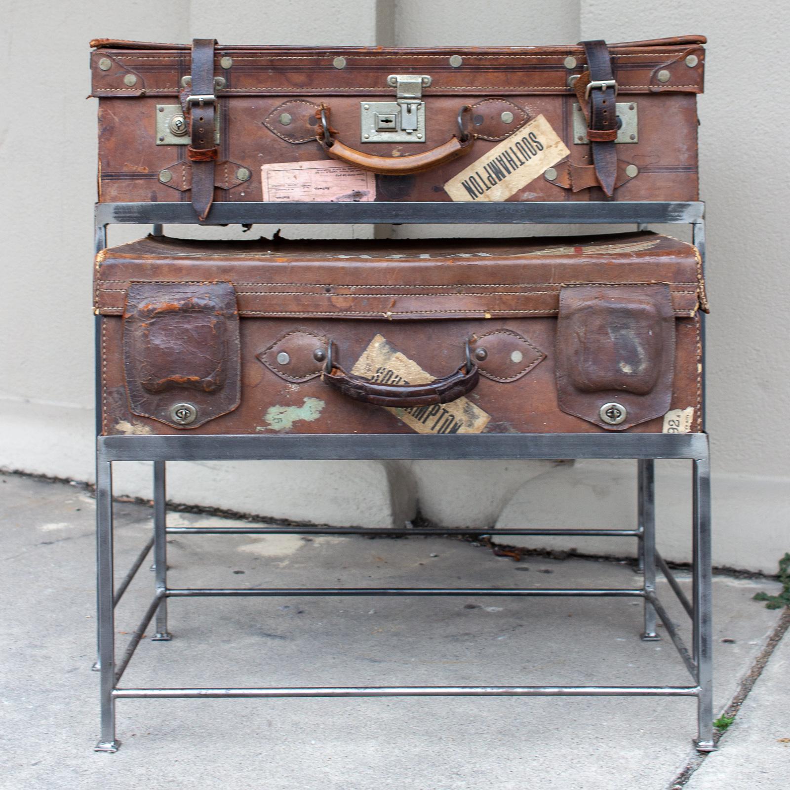 Early 20th Century Antique English Luggage Nesting Table Pairing For Sale