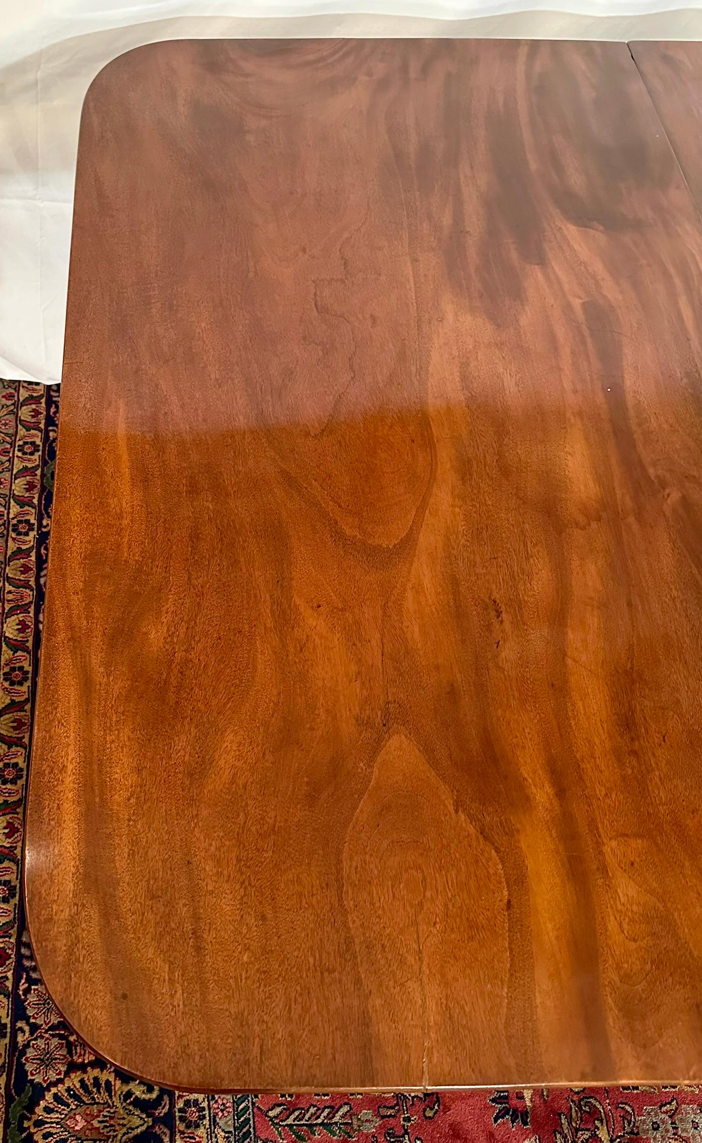 19th Century Antique English Mahogany 3 Pedestal Table, Circa 1890's. For Sale