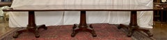 Antique English Mahogany 3 Pedestal Table, Circa 1890's.