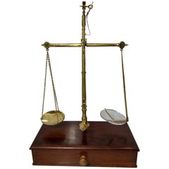 Antique English Mahogany and Brass Apothecary Scale Signed R. Avery Company
