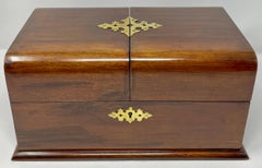 Antique English Mahogany and Brass Signed Games Box Compendium, Circa 1880.
