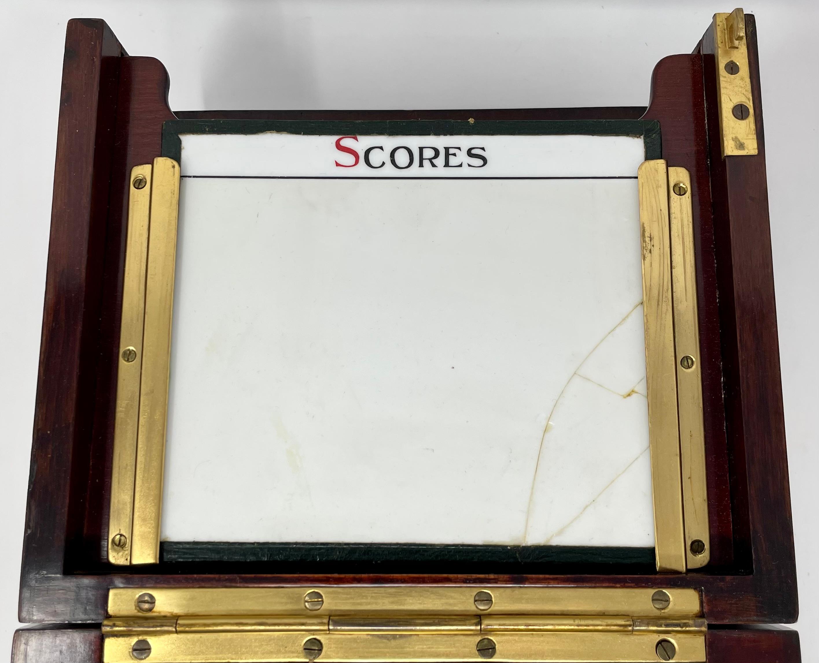 Antique English Mahogany and Brass Signed Games Box Compendium, Circa 1880. For Sale 4