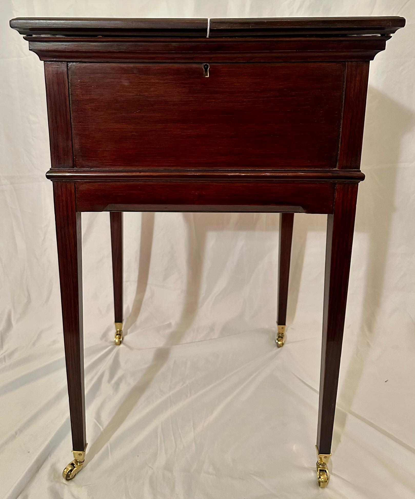 Antique English Mahogany and Cut Crystal Mechanical Surprise Bar, Circa 1930's. For Sale 1